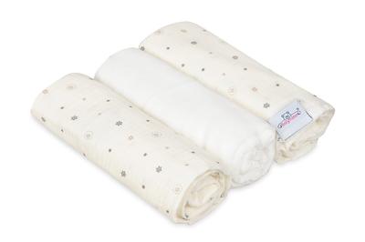 Muslin Design Diaper 3 Pack 70x80 White with Stars