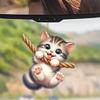 Cute Acrylic Cat Car Pendant Charming Cartoon Vehicle Decor For Cat Lovers