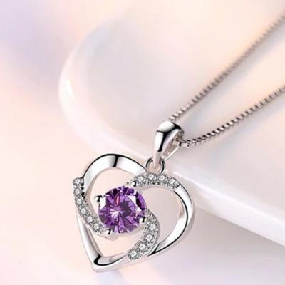 Koreanische Version des neuen plattierten herzförmigen Anhängers für Damen mit herzförmiger Diamanthalskette und Schlüsselbeinkette, einfacher Kristallschmuck
