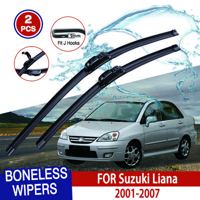 For Suzuki Liana  2001-2007 Car Windshield Wiper U-type Soft Rubber Frameless Bracketless Car Wipers 22"+19"