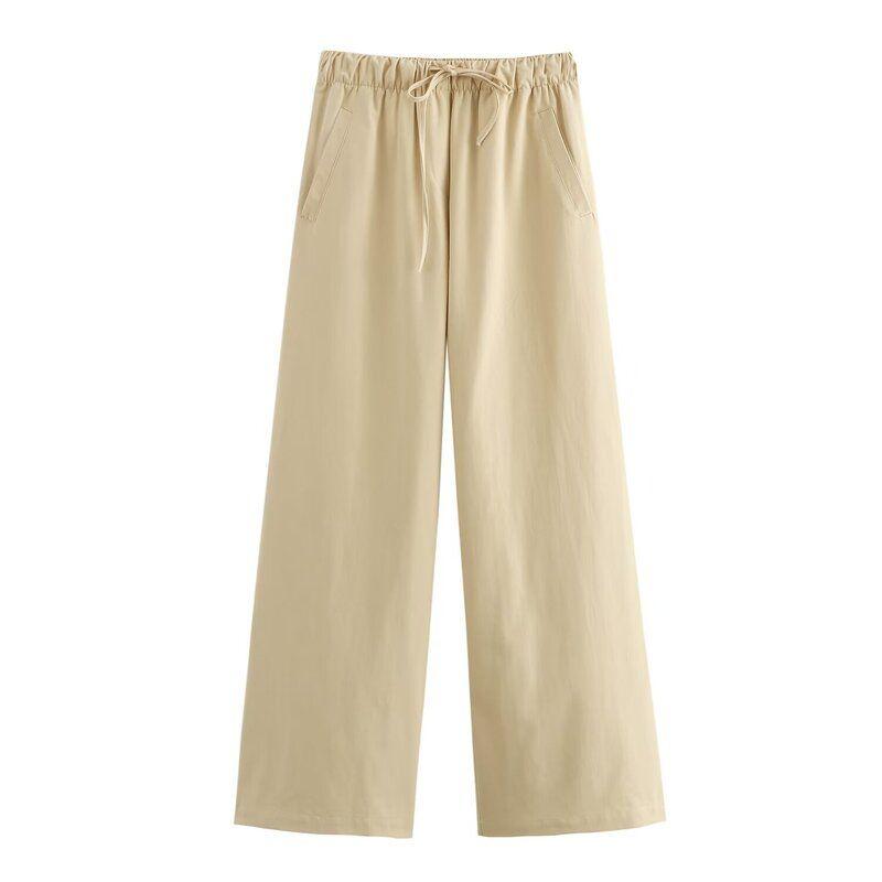 Fashion Style 2024 Summer New Arrival Women's Clothing Easiest for Match Rolled Sleeve Drape Shirt High Waist Wide Leg Pants 3309805