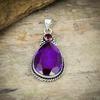 Pink Amethyst, Garnet Gemstone 925 Sterling Silver Jewelry Pendant 2.36" M-190