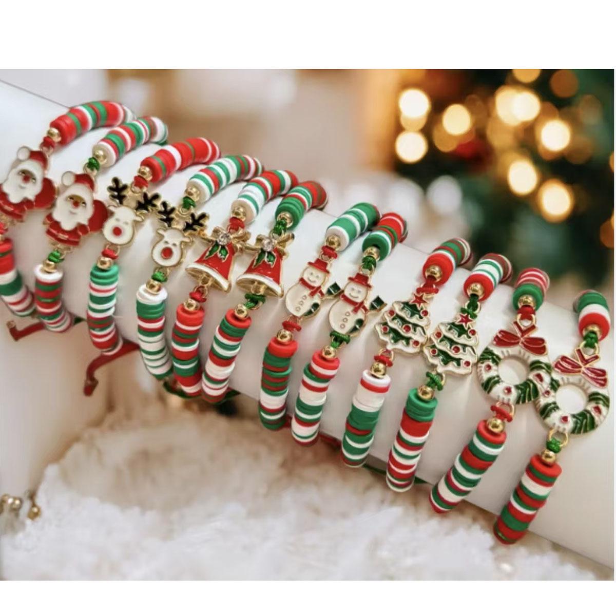 

Тканий регульований браслет-рукавичка з сніжинкою Санти - Різдвяна парна прикраса