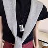 Elegant Coppery Comb Pendant Necklace - Long Sweater Chain for Women, Perfect for Parties & Casual Attire