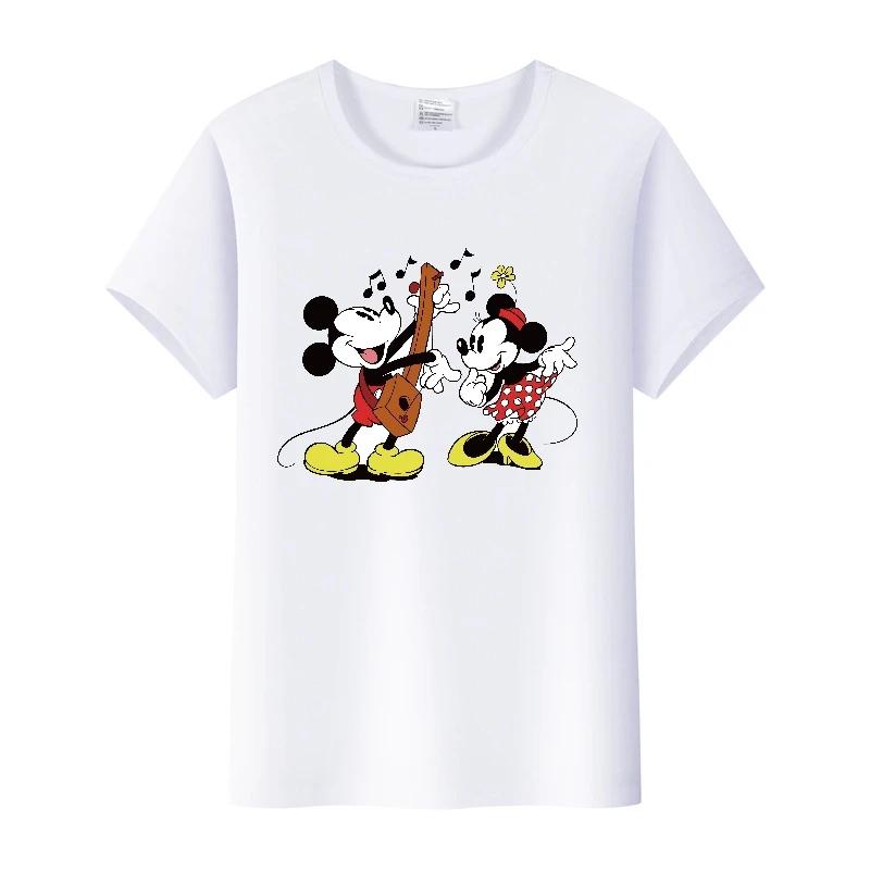 Fashion Disney Cartoon Men Tshirt Female Tops Summer Women Short Sleeve T-shirt Gothic Tee Ladies Mickey Mouse Graphic Clothes
