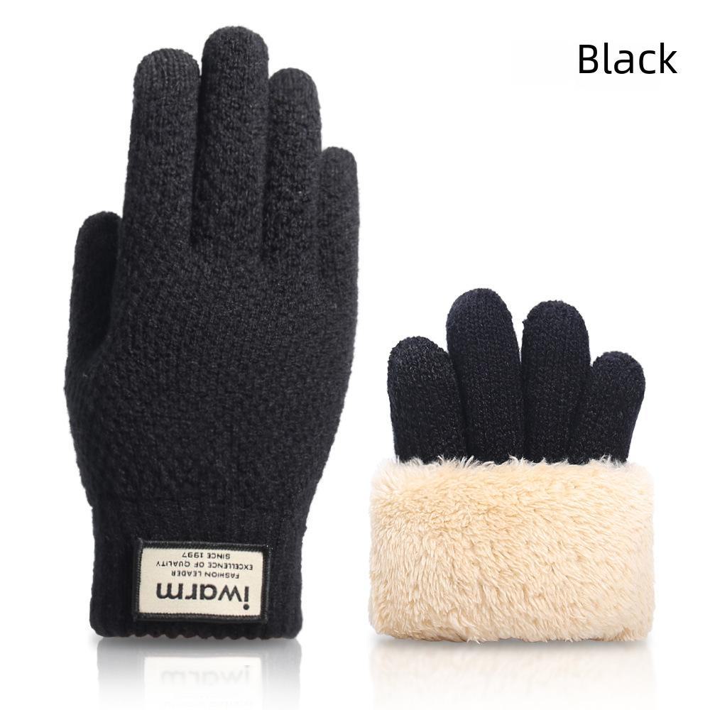 Men's Touchscreen Wool Gloves - Double-Layered, Velvet-Lined, and Warm for Autumn/Winter