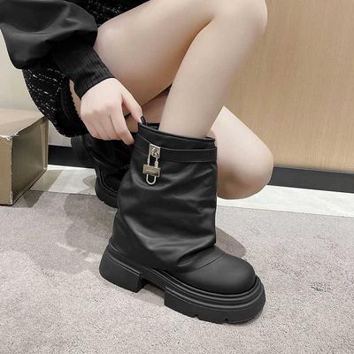 Internet Celebrity Short Boots Women's Models 2025 Autumn New Foreign Trend Retro Versatile Muffin Thick-soled Trousers Boots Tide