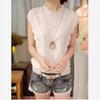 Women Spring and Summer White Collar Lace Bottoming Shirt Long Sleeve Short Sleeve Shirt