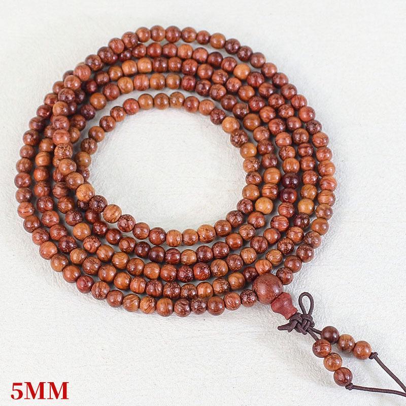 Burmese Rosewood 108-Bead Buddhist Rosary Bracelet In Red Sandalwood & Yellow Rosewood