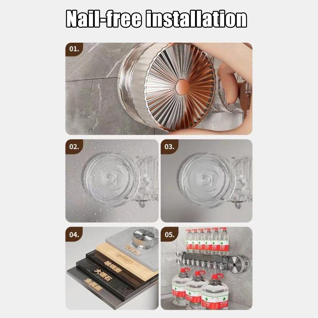 Cooking Utensil Organizer No-drill Acrylic Suction Cup Wall Mount Rack with 8 Hooks Kitchen Spatula Organizer for Spa Closet