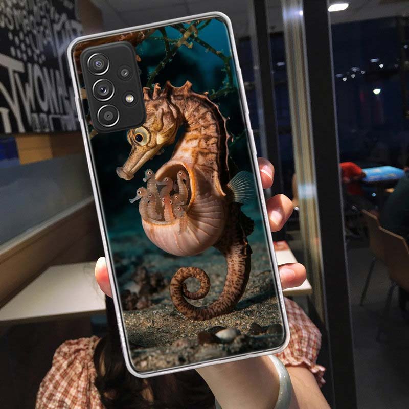 Seahorse Underwater Fantasy Phone Case for Samsung A54 A57 A37 A17 A14 A15 A12 A24 A34 A55 A35 A25 A52S A07 A05S A04S A22 A32 A7