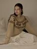BEMUSE MANSION Ribbon Nordic Knit - Ivory
