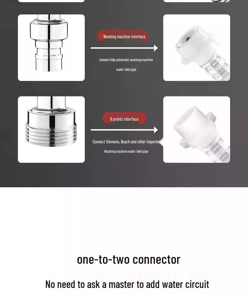 Dual-Outlet Washing Machine Faucet Diverter Valve for Easy Water Distribution