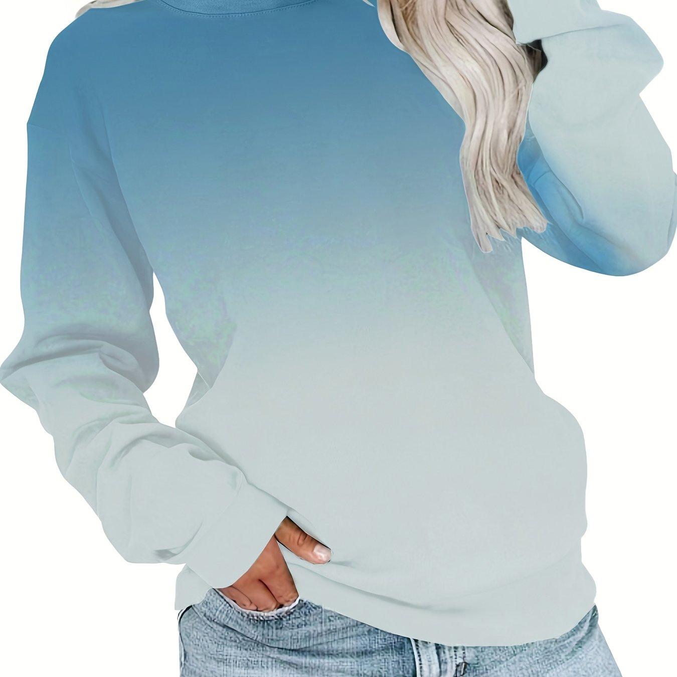 

Футболка большого размера, женская, с градиентным принтом, длинным рукавом, круглым вырезом, средней эластичности L