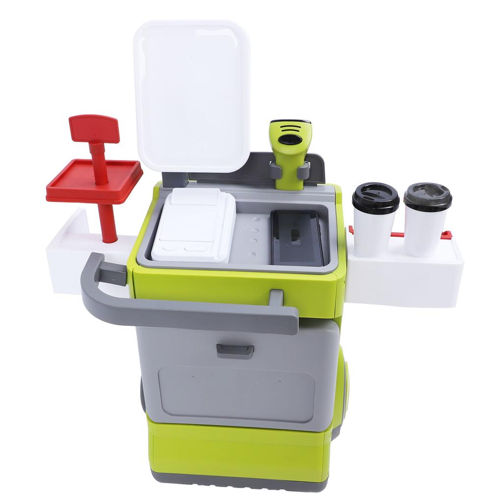 Pretend Play Cash Register Toy Set Educational Interactive Calculator Coffee Machine Refrigerator