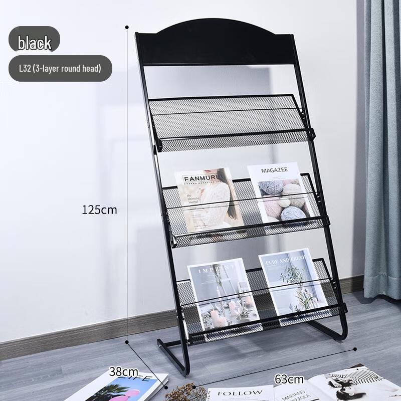 HANDUNYOU 3-Tier Black Magazine & Document Display Rack