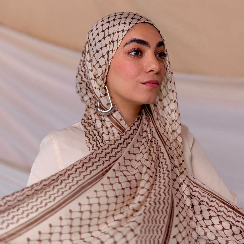 Keffiyeh Hijab Print Chiffon Scarf Sunscreen Dust Scarf Headscarf