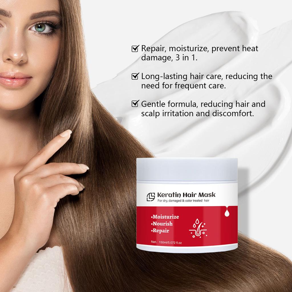 Keratin Hair Mask  - Nourishment For Hair Beauty - Chamomilla Recutita & Rosmarinus Officinalis Protein Mask - 150ml