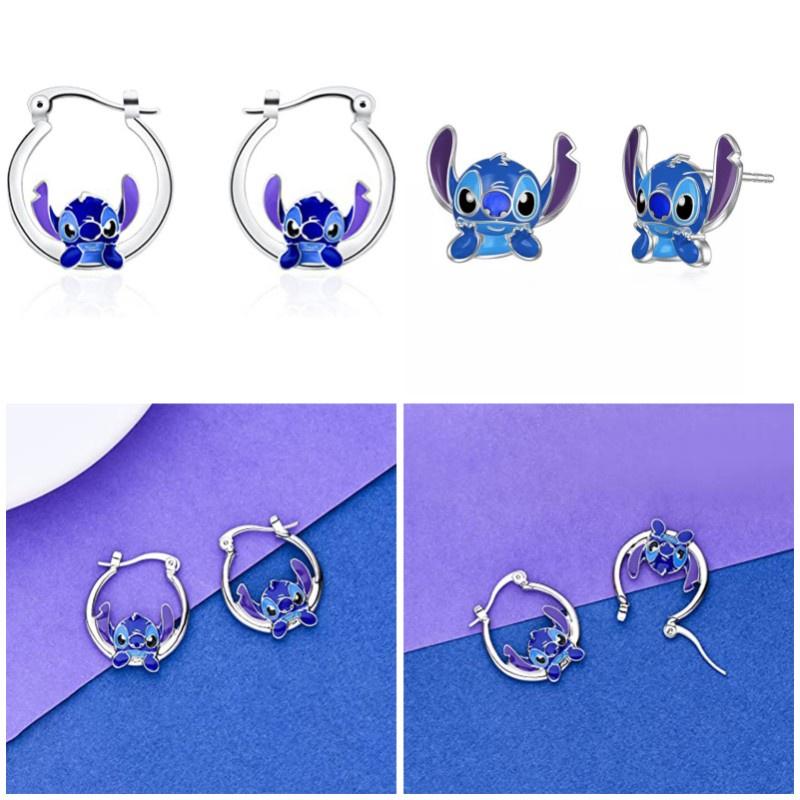 Stylowe i Urocze Kolczyki Sztyfty z Kreskówką Stitch Dla Dzieci i Dorosłych