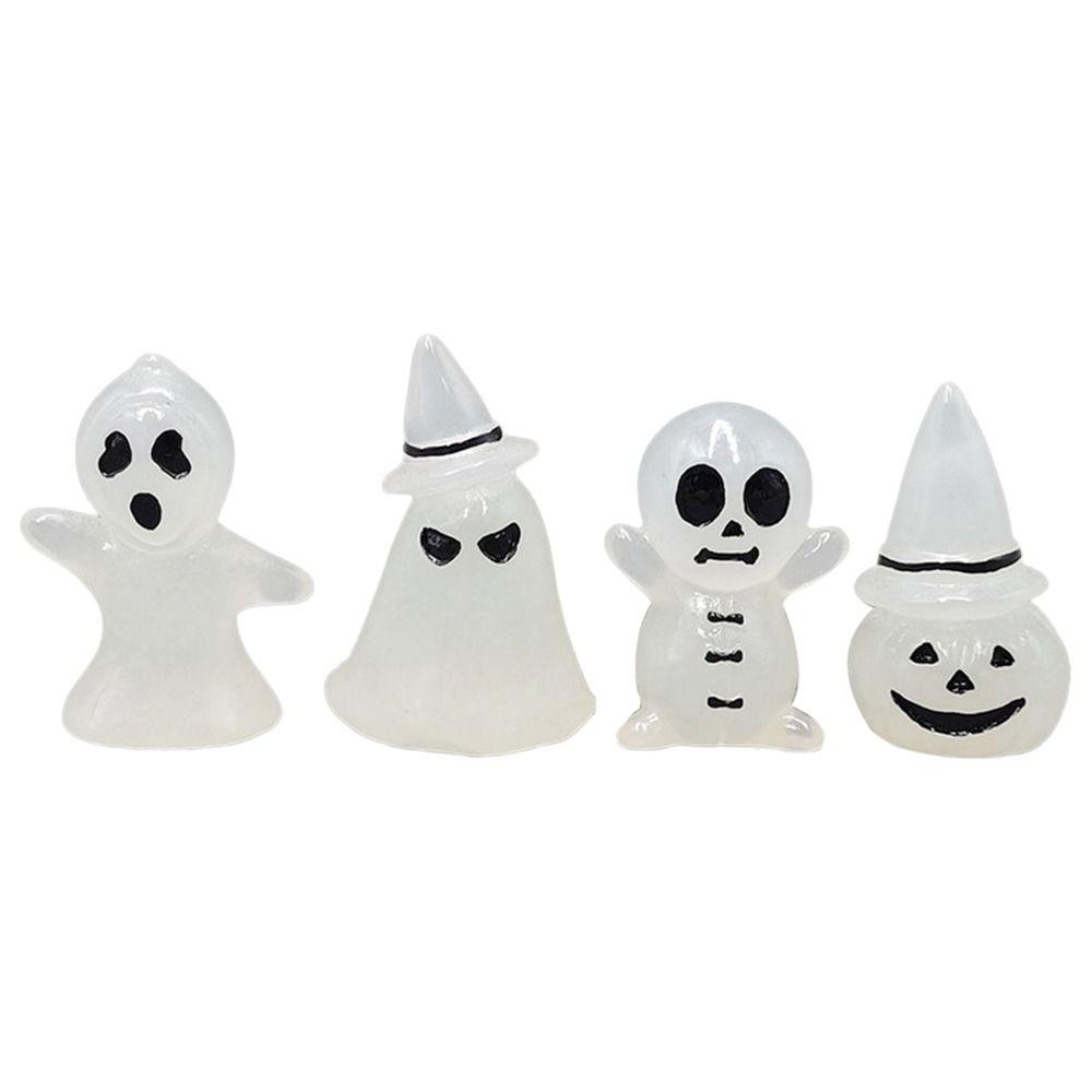 

Мини-фигурки Призрачные Стили Светящийся Жуткий Хэллоуинский Декор Микро-ландшафт Светящиеся Миниатюры 4pcsA