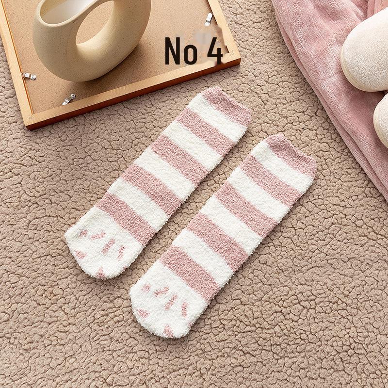 Women's Non-Shedding Coral Fleece Socks, Thick & Warm, Mid-Tube Design for Comfortable Home & Sleep Wear
