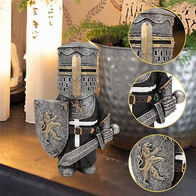 Good-Exquisite Knight Dwarf Guard, Garden Decorations,Knight Gnomes Guard,Garden Statue Garden-Art Figurines Ornaments B Easy In