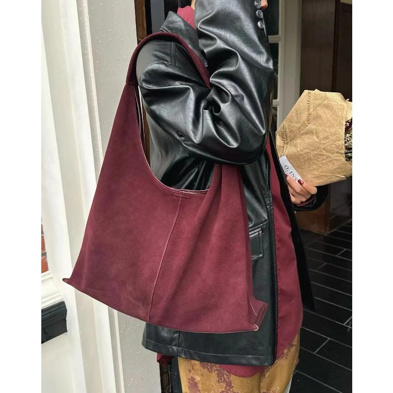 Frosted Cowhide Large Bag Autumn Winter Single Shoulder Tote Underarm High Capacity Casual Crossbody Bag for Women