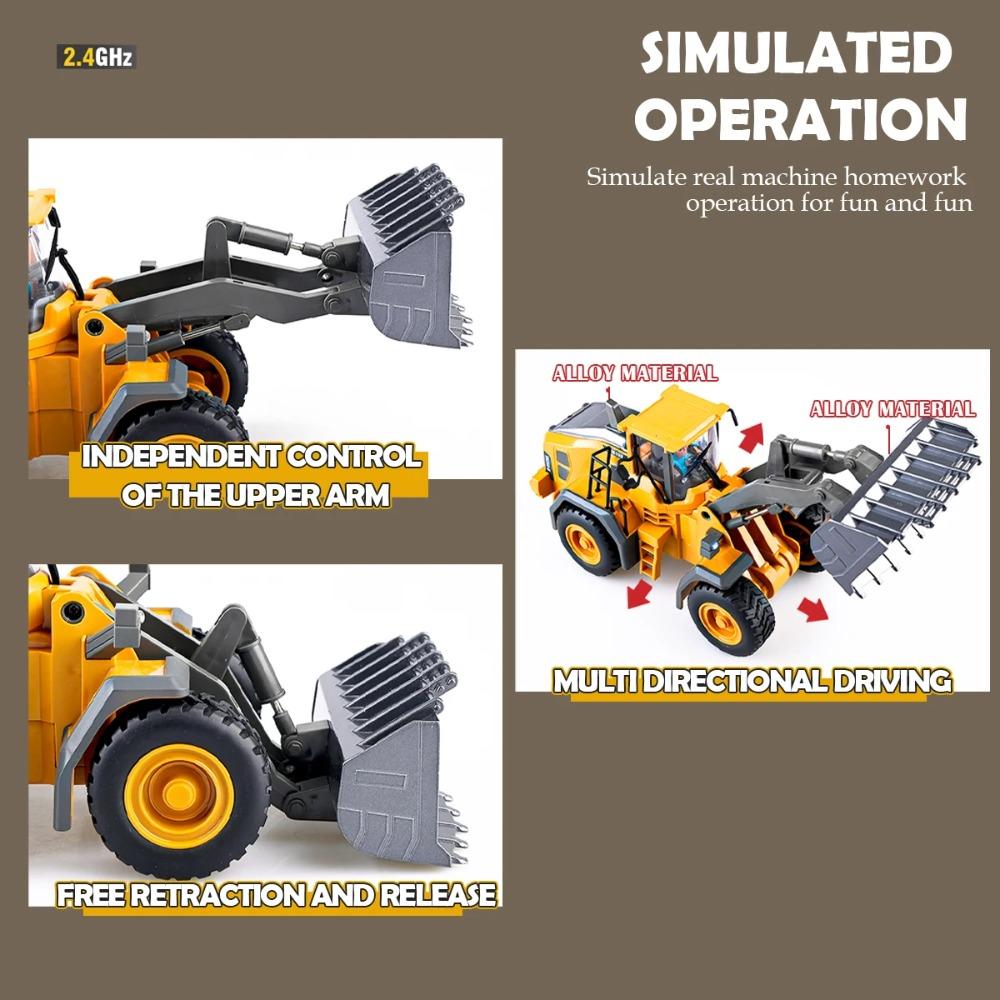 2.4G Remote Controlled Bulldozer Nine Channel Loading Vehicle Simulation Excavation Engineering Gifts for 6+ Children