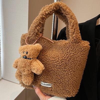 Niedliche flauschige Tasche Damen neue trendige Mode flauschige Umhängetasche Plüsch Eimertasche tragbare kleine Tasche