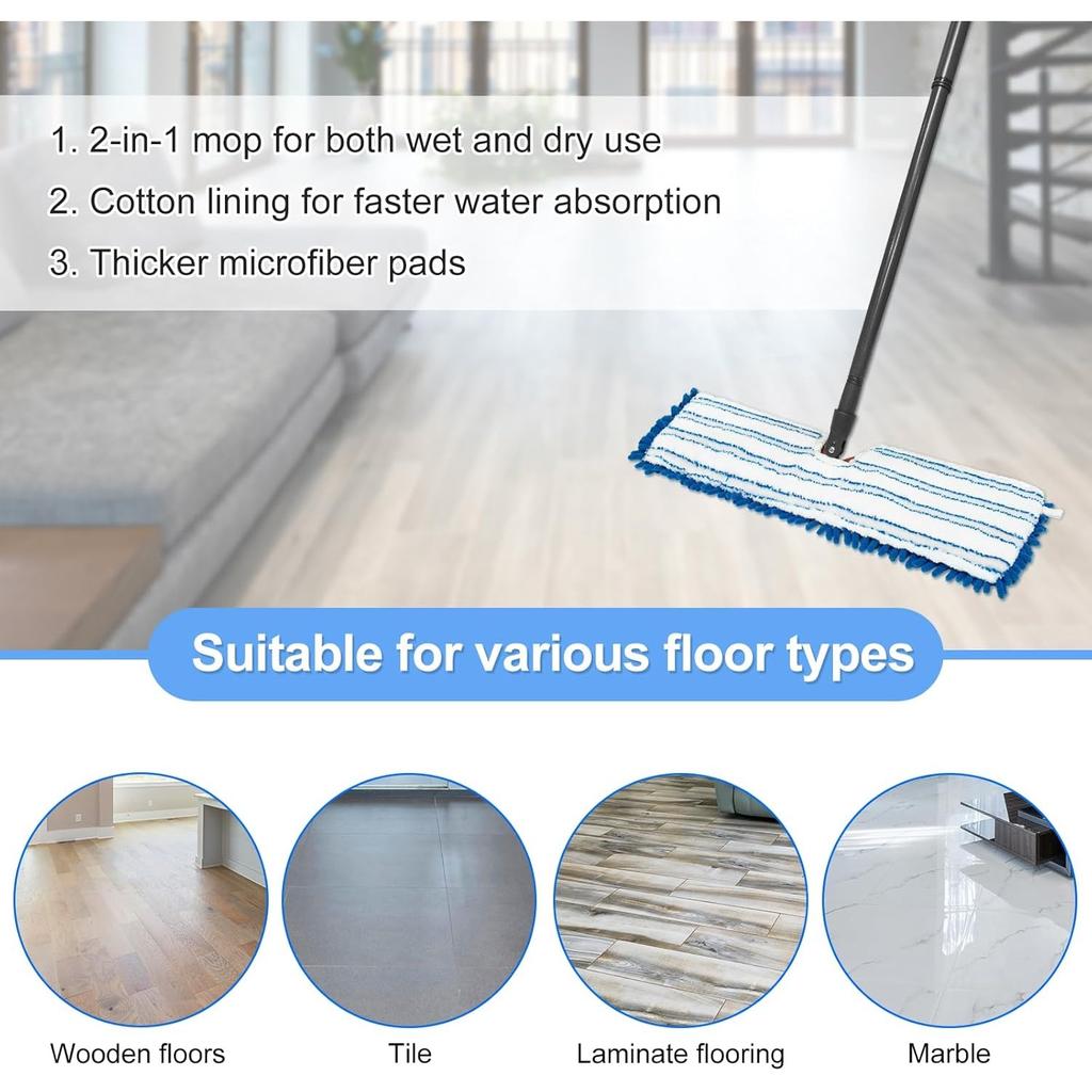 3 Pack Mop Heads Replacements Compatible for Ocedar Dual-Action Microfiber Flip Mop, Double Sided Mop Replace Head Mop Refills with Microfiber