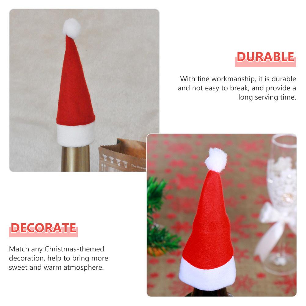 25Pcs Mini Christmas Hat Knife Fork Sleeve Wine Bottle Cover Silverware Holder Festive Table Decoration Holiday Party Supply