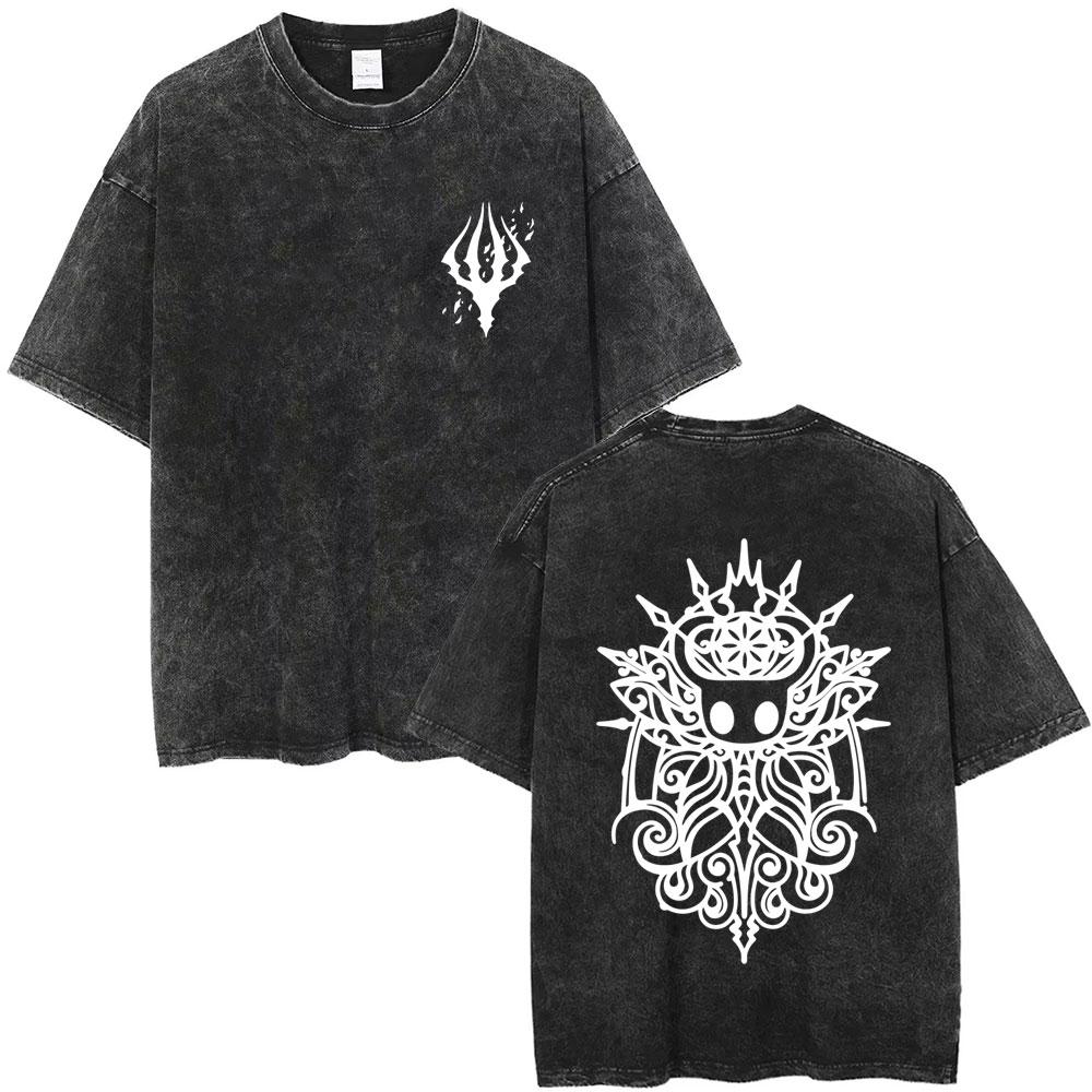 

Game Hollow Knight Vintage Washed Tshirt Men Women Casual Cotton Retro Tshirts Anime Oversized Short Sleeve T Shirt Streetwear S
