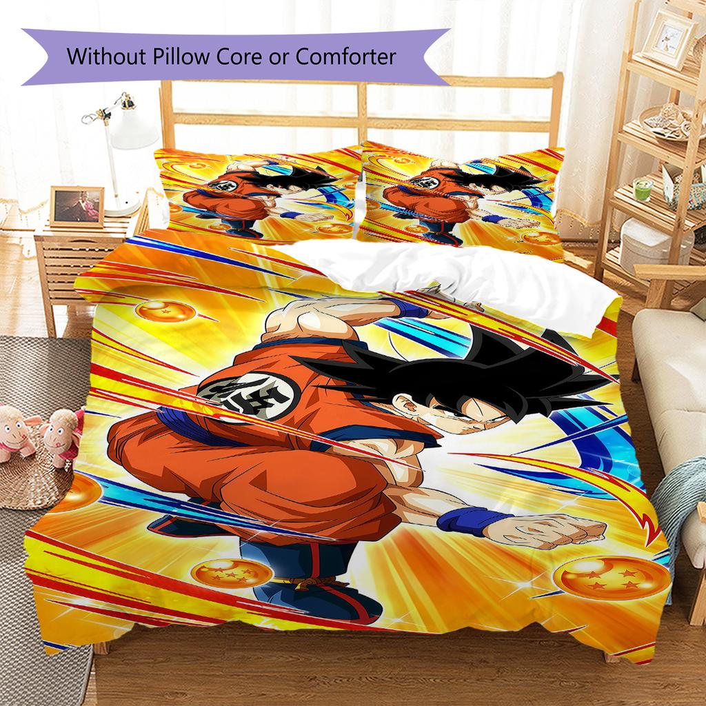 Biancheria da letto con motivo Son Goku, Set piumone Copripiumone Federa Regalo di compleanno per la casa (1 * copripiumino + 2 * federa, senza nucleo)