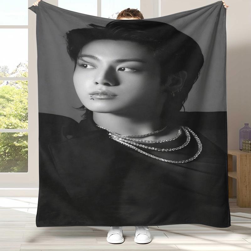 Jeon Jung Kook Kpop B-BTS Flannel Blanket,Ultra Soft Warm Plush Throw for Home Bedroom Bed Sofa Cover Office Camping gift