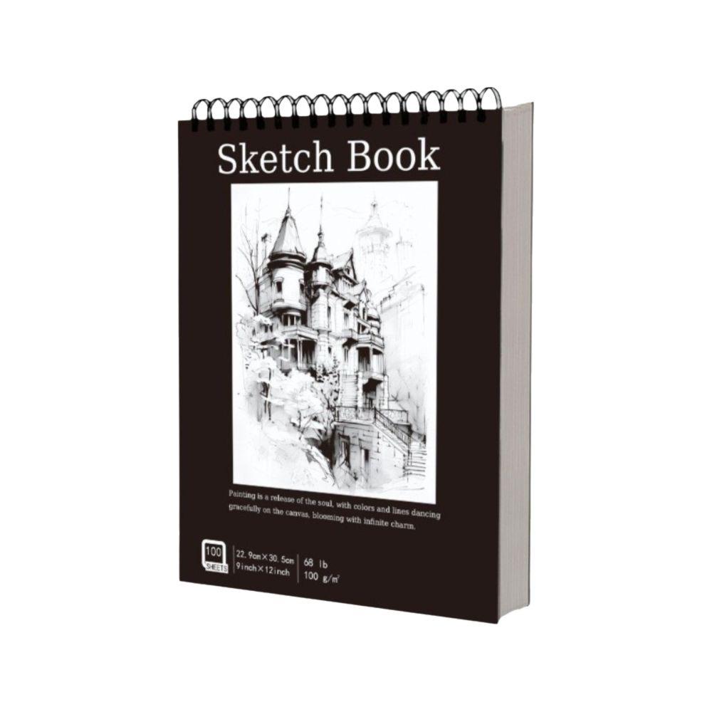 100 Sheets Spiral Bound Artist Sketchbook Perforated Pages Sketching Notebook  Crayon Drawing
