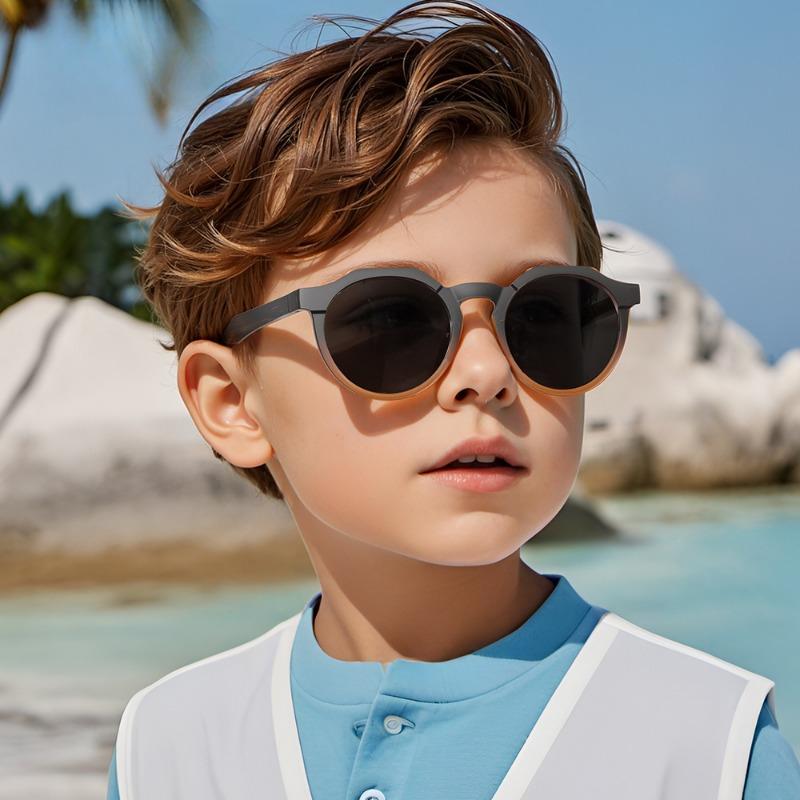 Trendy Polarized Kids Sunglasses UV400 Protection for Girls Boys Cute Fashion Round Style Toddler Shades Age 3-12 Children