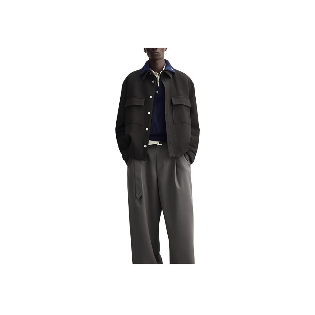 Zara X Nanushka Collaboration FW24 Large Pocket Design Button Closure Long Sleeve Cashmere Sweater Men sweater Brown 6714/308