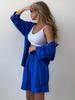 Plus Size Women’s Long Sleeve Shirt & Shorts Two-Piece Set