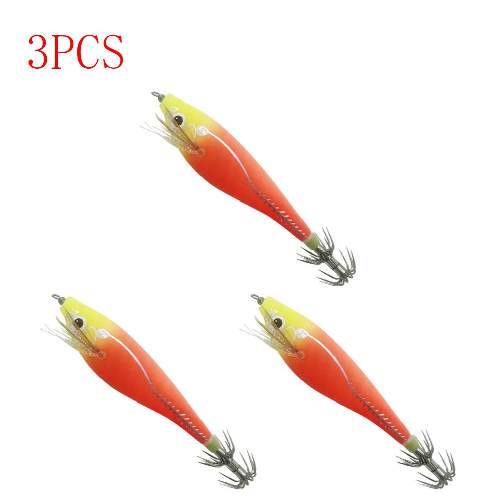 3 To 1 PCS Shrimp Fishing Bait Squid Fish Hook Wooden Octopus Fishing Bait Cuttlefish Artificial Fishing Bait Hard Bait Swinging Fishing Gear