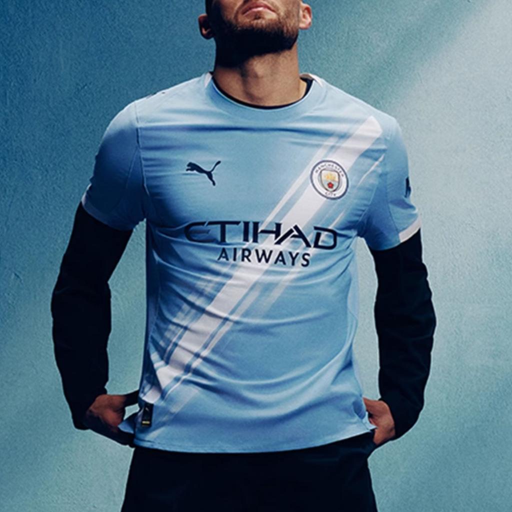 Puma Manchester City 25-26 Season Home Player Version Crew Neck Comfortable Pullover Short Sleeve Football Shirt Men Tops Blue 78079201