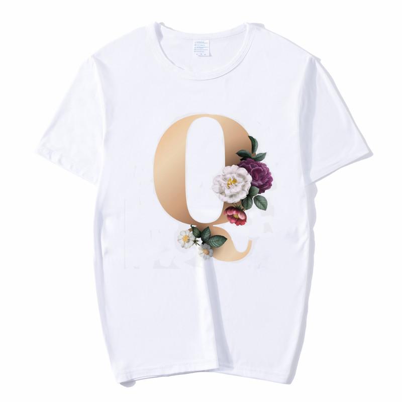 Summer A To Z 26 Alphabet Print Tshirt Cartoon Tees Women Streetwear Funny Casual T