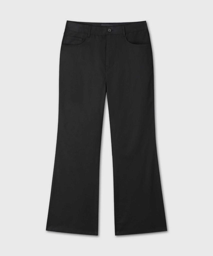 Beleun Textured Flare Fine Cotton Pants (Black)