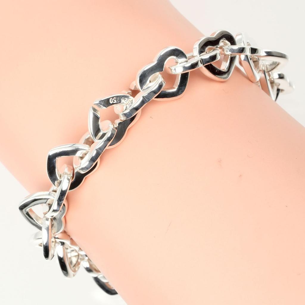 TIFFANY&Co. Heart link Bracelet Wrist Size6.4" Silver925/K18 yellow gold 33.79g Women Used