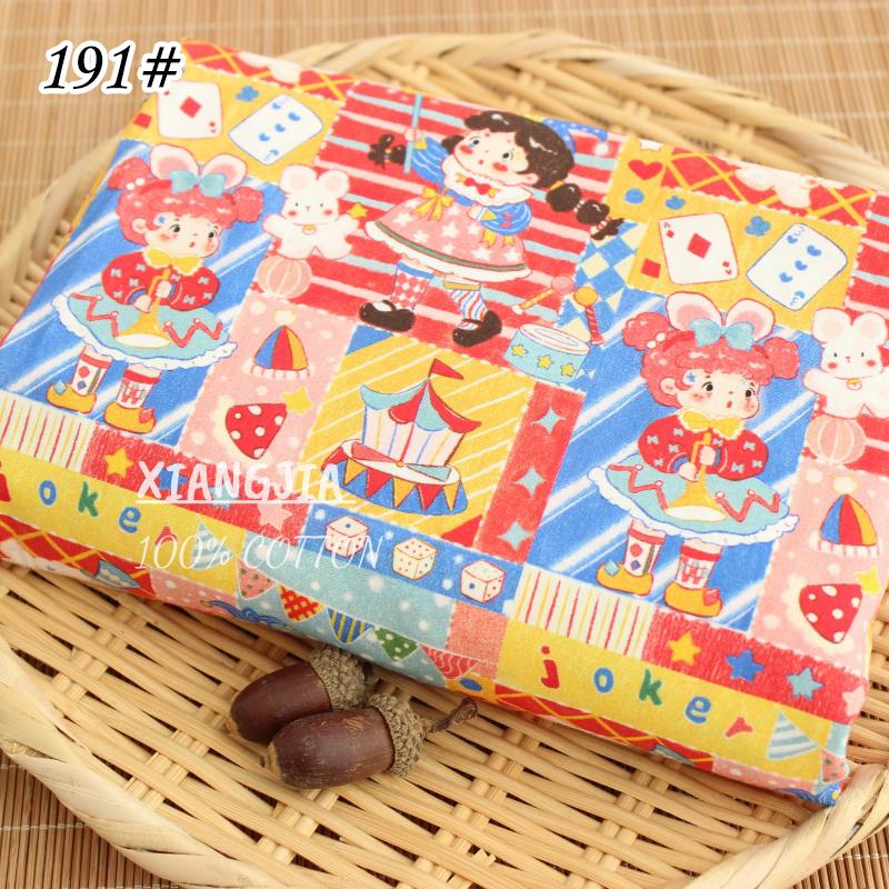 40 Count Cotton Cartoon illustration Theme Print Class A Level Fabric Kid s Clothing DIY Sewing Needlework Material 100*145cm 100cm x 145cm
