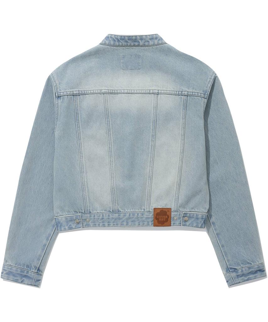 Covernat Woman Women'S Zip-Up Biker Denim Jacket Blue