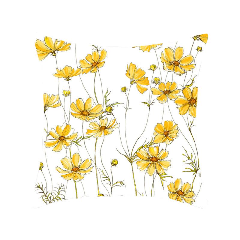 New Flower Plant Peach Velvet Pillow Case Sofa Pillow Car Cushion