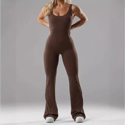 Damen Ärmelloser U-Ausschnitt Lässiger Sport Slim Fit Yoga Jumpsuit