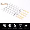 Stainless Steel Barbecue Skewers Double-Pronged BBQ Skewers 36cm Camping Grill Forks with Wooden Handle for Chicken Shrimp Kebabs