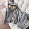 2Pcs/Set Long Sleeves Zipper Closure Elastic Waist Multi Pockets Fleece Lining Women Tracksuit