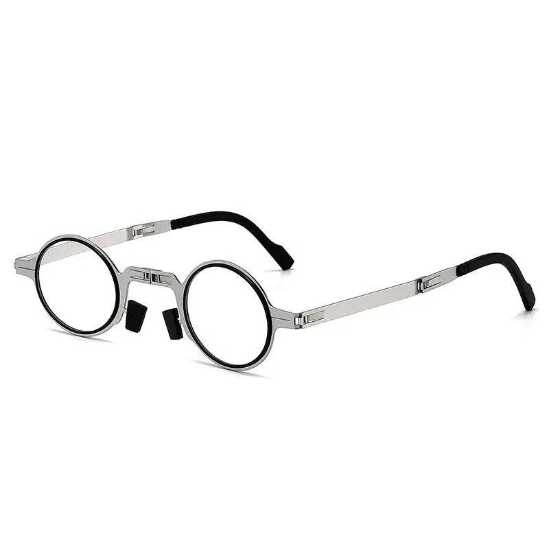 Portable Reading Glasses Hd Folding Middle-aged And Elderly Reading Glasses For Men And Women Imitation Retro Ultra-light Circle